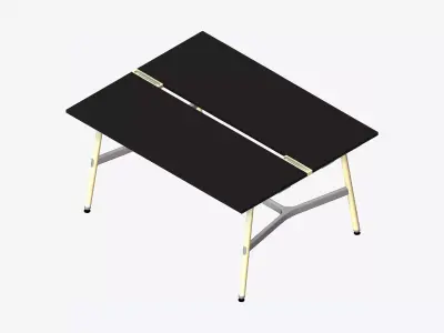 Desk - Timberline - Workstation - Dbl - Side - 2 - Person - Mid Low-poly 3D model
