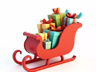 Stylized Santa Claus Sleigh 3D Model Low-poly 3D model