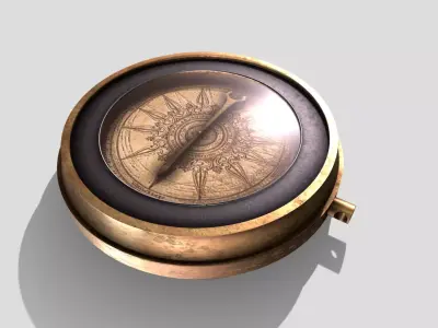 Antique Compass Low-poly 3D model