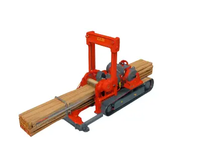 Tracked Wood Processing Machine Low-poly 3D model