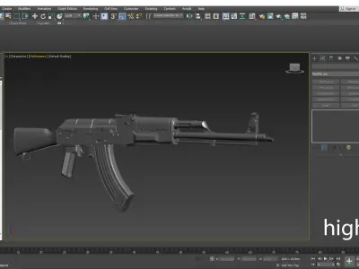 Low poly AK-47 with high resolution model and PBR textures Low-poly 3D model