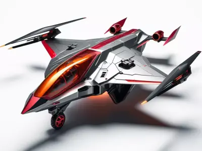 Futuristic SciFi VTOL Fighter Jet 3D model