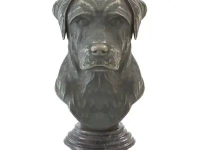 Dog bust oxydated statues Low-poly 3D model