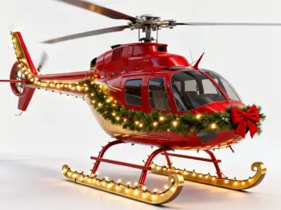 Luxury Christmas Helicopter 3D Model - Festive Sleigh Chopper Low-poly 3D model
