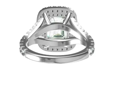 Emerald Solitaire Ring With Hidden Halo 3D print model get