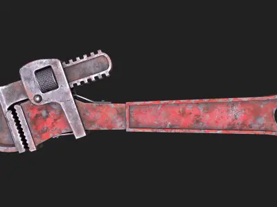 Game Ready Rusty Wrench Low-poly 3D model
