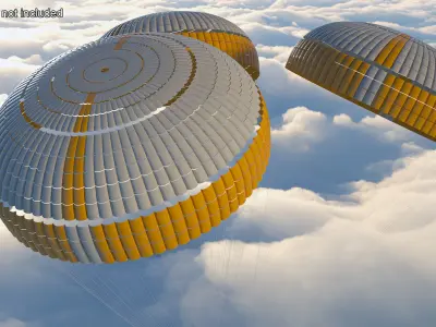 Subscale Parachute Triple with Cargo Yellow 3D model