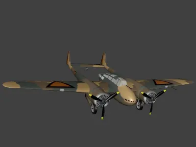 Fokker G1 Low-poly 3D model