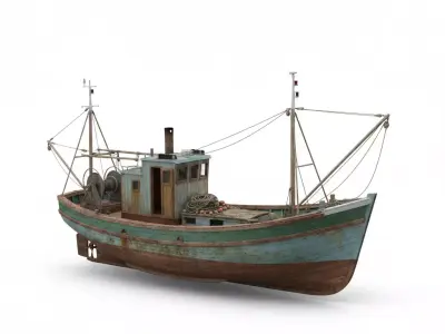 Old Rusty Fishing Boat Low-poly 3D model