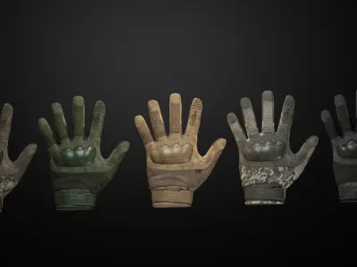 Tactical gloves pack Low-poly 3D model
