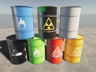 Different barrels  Low-poly 3D model