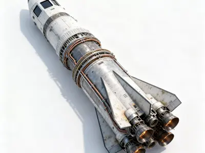 Realistic Sci-Fi Heavy Rocket 3D Model Low-poly 3D model