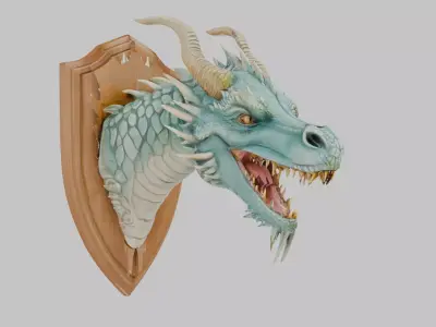 Dragon Head Wall Mount Low-poly 3D model