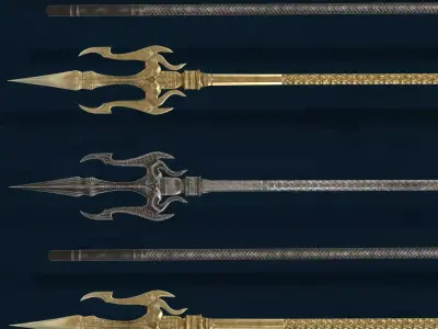 Atlantis War Trident Low-poly 3D model