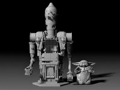  IG-12 Grogu Vehicle Bust Baby Yoda Mandalorian 3D print model