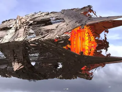 Planet destroyer Dystopian airship zeppelin  3D model