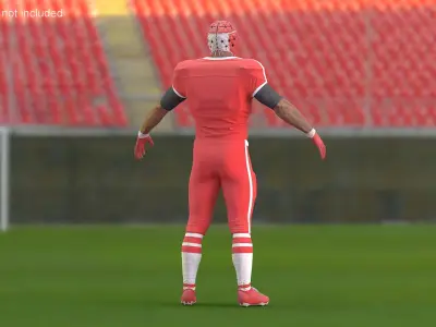 Uniform Black Man Football Player with Rugby Helmet Headguard A-Pose 3D model