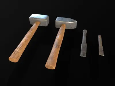 Medieval Blacksmith Tools Low-poly 3D model