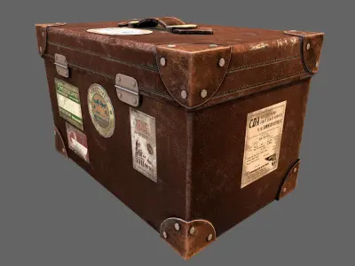 Suitcase Luggage Travel Lowpoly Vintage 3d Game model Low-poly 3D model