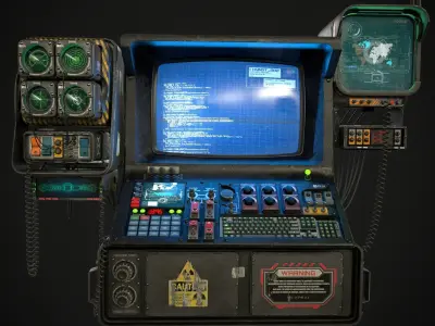 Radar CPU Computer Low-poly 3D model