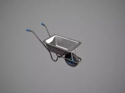 Metal-Blue Wheelbarrow Low-poly 3D model
