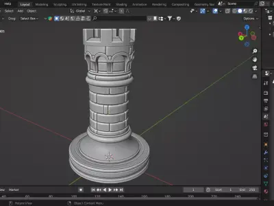 Medieval Roman Rook Chess Piece 3D print model
