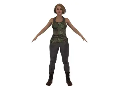 Realistic girl military dress model 3D model
