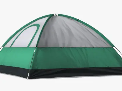 Portable Tent Ceiling Fan with Hook Attachment Yellow 3D model