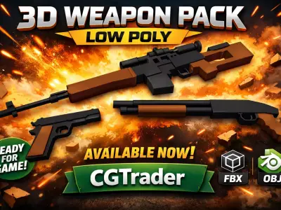 Low Poly Weapon Pack Low-poly 3D model