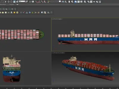 2 types Container ships  3D Model Pack