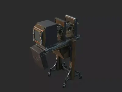 Old-fashioned photography equipment camera 3D model