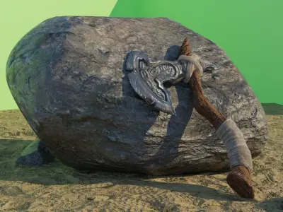 Viking Axe Low-poly 3D model Free low-poly 3D model