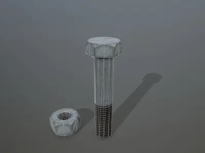 Bolts bolt and nut Low-poly 3D model 8