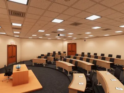 University Classroom Low-poly 3D model