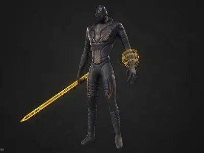 Sci fi character Low-poly 3D model