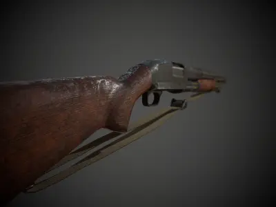 WW2  Pump Action Shotgun Low-poly 3D model
