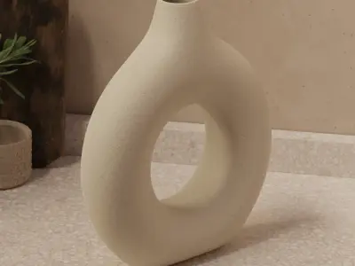  Abstract Circular Ceramic Vase Model 