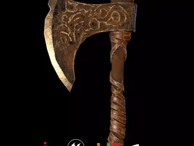 HIE Game Ready Viking Axe D180212 Low-poly 3D model