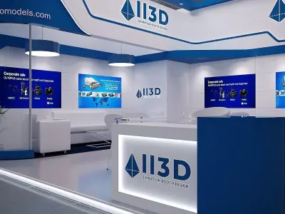 Exhibition Stand Stall Two Side Open 6X6 3D model