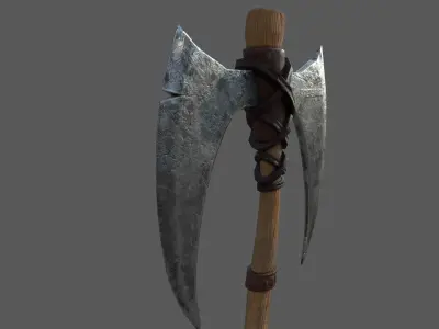 Viking Bearded - Battle Axe - PBR Low-poly 3D model