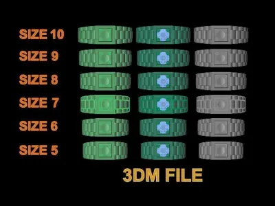 Signet Ring Diamond Link Style Mix Size  3D print model