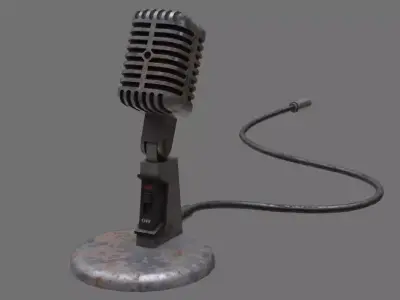 Retro Microphone 2B Low-poly 3D model