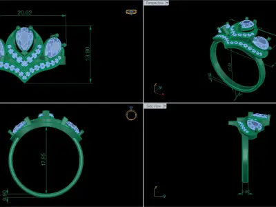 Women Diamond Ring 3D print model