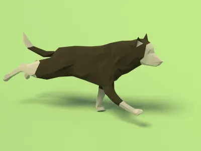 Rigged Low Poly Dog Low-poly 3D model