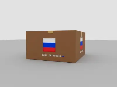 Russian carton box Low-poly 3D model