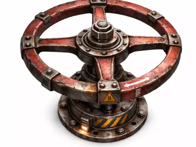 Industrial Sci-Fi Valve Wheel Control - PBR Low Poly Game Ready Low-poly 3D model