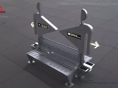 BANCH 3D MODEL   metro  DIRECTION SIGN Low-poly 3D model