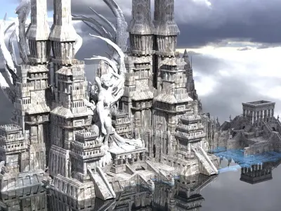 Ancient Egyptian Floating Temples Goddess   3D model