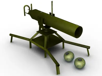 Russian 125mm Ampulomet Cannon 1941 3D model