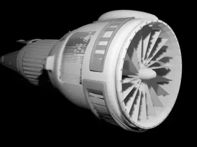 Jet Engine Free low-poly 3D model